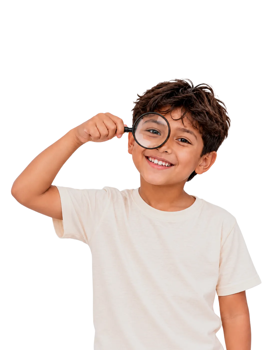 Niño curioso con lupa
